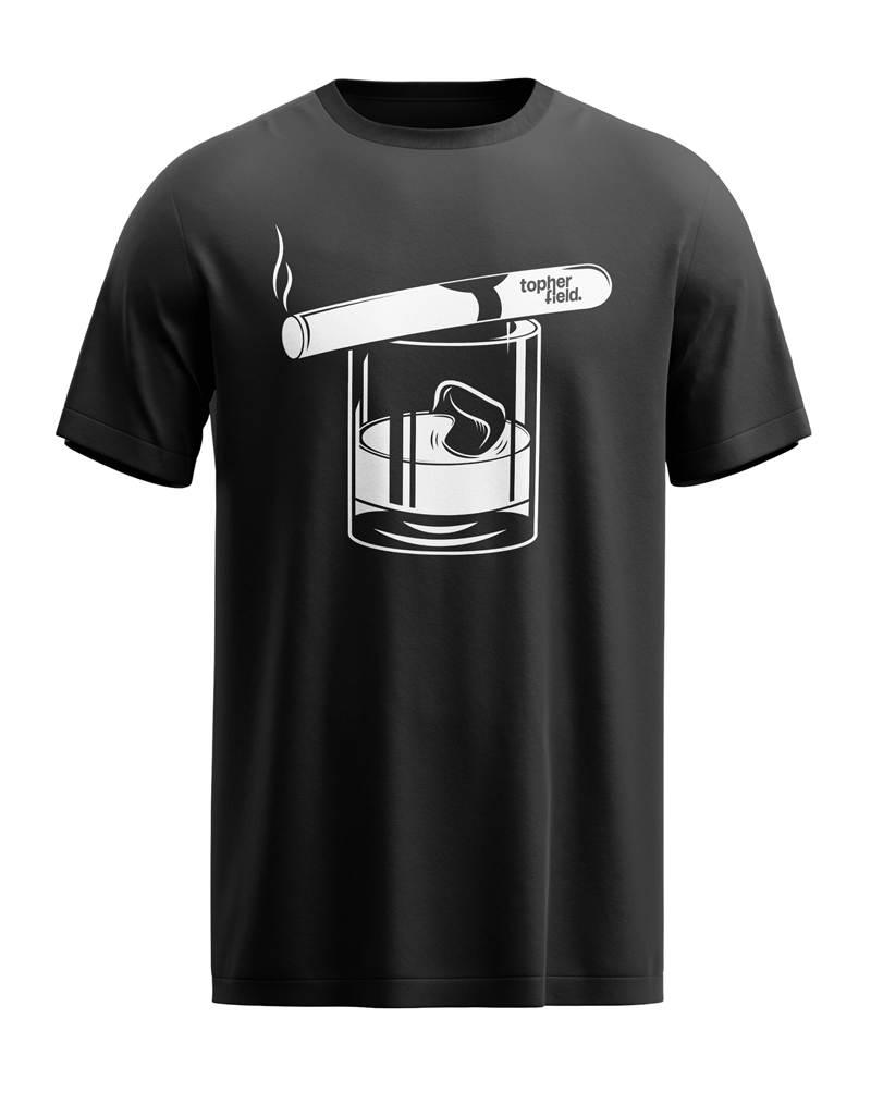 Cigar and Whiskey Tee – Premium 100% Cotton T-Shirt – Topher Field